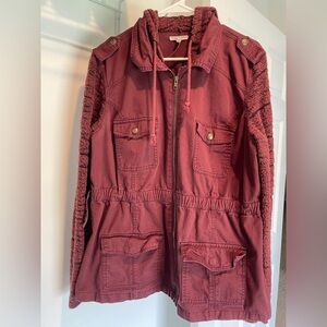 Maroon Hooded Utility Jacket